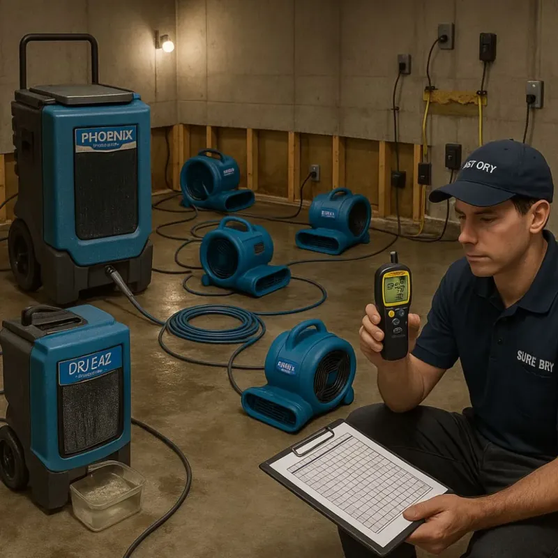 Structural Drying and Dehumidification process in Lake Ripley, WI